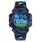 Dayllon Kids Digital Watch,Boys Digital Outdoor Sport Waterproof Watch,with Calendar 12/24H Alarm 7 Colorful Backlight Stopwatch Wristwatch for 3-15 Years Old-1451 Camouflage Dark Blue