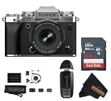 Fujifilm X-T5 Mirrorless Camera Silver with XF 16-50mm f/2.8-4.8 R LM WR Lens, 40.2MP APS-C Sensor, 64GB SD Card, Memory Card Reader & Cleaning Cloth Bundle