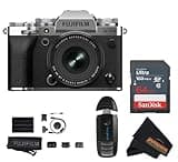 Fujifilm X-T5 Mirrorless Camera Silver with XF 16-50mm f/2.8-4.8 R LM WR Lens, 40.2MP APS-C Sensor, 64GB SD Card, Memory Card Reader & Cleaning Cloth Bundle