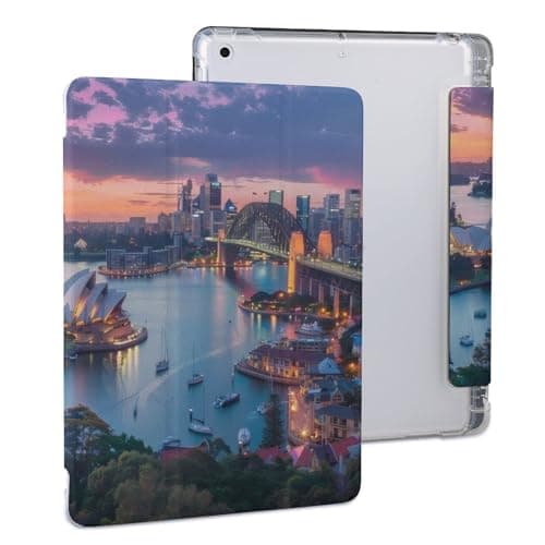 Australia Sydney Bridge Cityscape Skyline Tablet Case Silicone Stand Folio Cover Slim Protective Cover with Pen Holder Compatible with Ipad IPAD 2020 (10.2in)