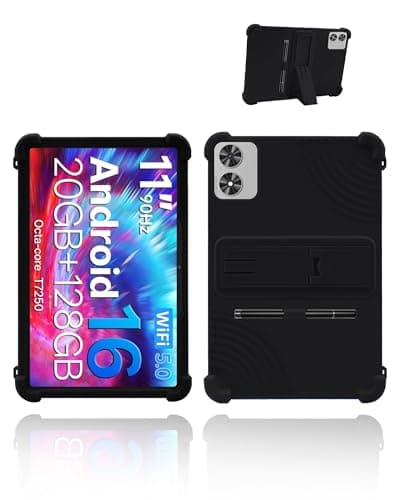 for FIRYMID A1119T Android 16 Tablet,11 inch Tablets Case,UYRUREL Soft Silicone Adjustable Stand Cover Lightweight Kids Friendly,with Capacitive Pen,Black.