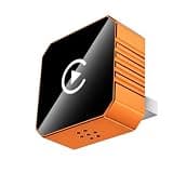 Wireless CarPlay Adapter for iPhone & Android, 2-in-1 Wired to Wireless Dongle, Plug & Play Car Adapter, Metal & Acrylic, Auto Reconnect, Factory Wired CarPlay Compatible (Orange)