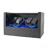 LHLTSLQ 4 Watch Winder for Automatic Watches, Watch Rotator for Rolex 5 Rotation Modes Box with Blue Light, Watches Winder Case USB-C or Battery Powered Present for Men Quiet Mabuchi Motor(≤5db)