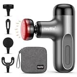 HEYCHY Mini Massage Gun with Heat, Deep Tissue Massage Gun, Portable Percussion Muscle Massager with 4 Massage Heads for Athletes