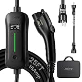 AIXINE Level 1&2 EV Charger,J1772 16A EV Charger with 25FT Extension Cord Cable,Portable Electric Car Charger 240V NEMA 6-20 Plug&120V NEMA 5-15 Adapter for All SAE J1772