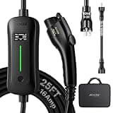 AIXINE Level 1&2 EV Charger,J1772 16A EV Charger with 25FT Extension Cord Cable,Portable Electric Car Charger 240V NEMA 6-20 Plug&120V NEMA 5-15 Adapter for All SAE J1772