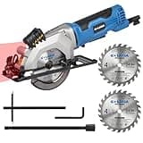 G LAXIA Mini Circular Saw Corded, 4Amp 3500RPM Compact Saw with Laser Guide, Rip Guide, Vacuum Adapter, Electric Circular Saw with 4-1/2" 24T TCT Blades for Wood, PVC, Plasterboard, Drywall
