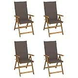 KNERPWD Patio Reclining Chairs 4 Pcs with Cushions, Solid Acacia Wood Outdoor Armchairs with 5 Adjustable Positions, Oil Finish Wooden Seats for Backyard Sunbathing