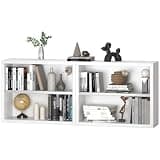 furtble 2-Tier White Bookshelf, 2-Pack Small Morden Open Bookcase, 30.75" W x 11.56" D x 24.56" H, Wooden Storage Shelf Unit for Home Office & Living Room