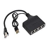 Omquot Compact Gigabit Ethernet Splitter USB Powered 1 In 4 Outputs for Multiple Devices, RJ45 Network Splitter 1000Mbps for Router TV Decoder
