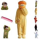 ayattecy Monster Onesie - Funny Big Mouth Monster Jumpsuit for Adults Hooded Fleece Costume Cozy One Piece Pajamas Gift (Orange,Medium)
