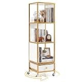 Giantex 4-Tier Rotating Bookshelf, 360° Spinning Corner Book Shelf Tower (White)