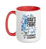 Alzheimer's Dementia Awareness Support Dad Forget Me Not My Ceramic Mug, Red/White, 15oz