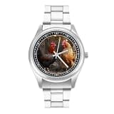 FodPand Mens Stainless Steel 3-Hand Analog Watch Easy Reader 40mm Dial