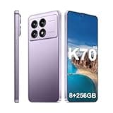 TOLLSEOOP K70 5G Unlocked Cell Phones 2026 Android 13 Unlocked Phones 6.8" HD Screen 8GB+256GB 8-Core Android Phones 6800mAh Battery Standby 24MP+50MP Camera 5G Dual SIM Unlocked Smartphones(Purple)