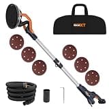 MAXXT Brushless Orbital Drywall Sander, 550W Powerful Constant Speed Electric Drywall Sander, 6 Variable Speed 600-1200 RPM Foldable Sander Tool, With Memory Variable Speed, 360° LED Light