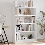 BIGTO Bookcase 33"*11.6"*48", Modern 4 Tier Office Wood Bookshelf White Home Furniture