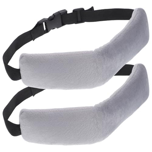 Healvian Airplane Head Strap for Sleep and Travel Neck Support, Soft Adjustable Headrest Strap for Airplanes, Ergonomic Travel Pillow Accessory for Road Trips, 2pcs Gray