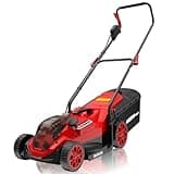 HEINPRO 14" Cordless Lawn Mower Compatible with Milwaukee M18 Battery, 2-in-1 Brushless Electric Lawn Mower for Small Yards, Push Mowers with 5-Position Height Adjustment, Red (Tool Only)