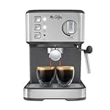 Mr. Coffee Compact Espresso Maker, Espresso Machine With Steam Wand, 15-Bar Pump Automatic Espresso Machine
