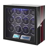 phresen Watch Winder for 12 Automatic Watches, Ultra-Quiet Motors, Built-in LED Illumination, with LCD Display and Touch Control
