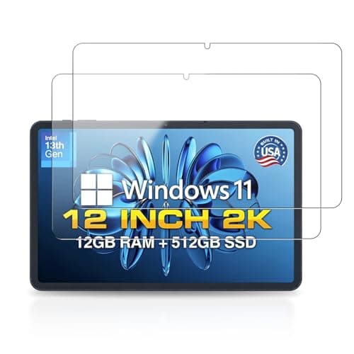 YAJOJO 2-Pack Screen Protector for Fusion5 2026 Version 12" Tablet, 9H Hardness Tempered Glass for Fusion5 FWIN232 Helios12 Tablet Anti-Scratch,Bubble Free, HD Clarity
