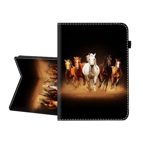 CICPLKSE Case for Samsung Galaxy Tab A 10.1 2019 Model SM-T510/T515/T517,Premium PU Leather Cover with Auto Sleep Wake,Running Horses