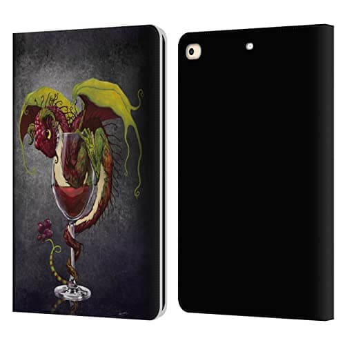 Head Case Designs Officially Licensed Stanley Morrison Red Wine, Dragon, and Grapes Art Leather Wallet Case Compatible with Apple iPad 9.7 2017 / iPad 9.7 2018