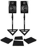 Rockville APM8D V2 Bundle: Pair 8 in Powered Studio Monitor Speakers with USB Bluetooth, RVSM1 Adjustable Monitor Stands, RRS263M Isolation Pads, 3 Items