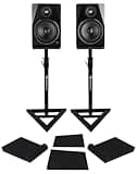 Rockville APM8D V2 Bundle: Pair 8 in Powered Studio Monitor Speakers with USB Bluetooth, RVSM1 Adjustable Monitor Stands, RRS263M Isolation Pads, 3 Items