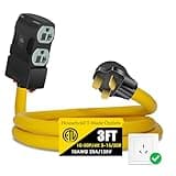 50Amp to 20Amp 110V Adapter, Compatible with NEMA 10-50P to 4X 5-20R/15R with 20 Amp Circuit Breaker, 220/250V Electrical Stove/Range/Oven Male Plug Gas 110/125V Power Convert Adapter(3 FT)