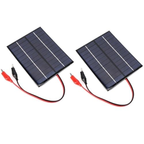 Polycrystalline Solar Panel with Alligator Clips – Portable Solar Charger for Outdoor Battery Charging & Emergency Backup, Compact 5.35x4.33in(2Pcs)