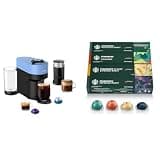 Nespresso Vertuo Pop+ Coffee and Espresso Machine by De'Longhi with Aeroccino Milk Frother, Pacific Blue + Starbucks Capsules