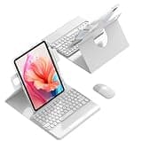 QYiiD Touchpad Keyboard Case for Galaxy Tab S10 Lite/S10 FE/S9 FE 10.9"/Tab S9 11", 360 Degree Rotating Cover with Color Round Key Magnetic Removable Keyboard with S Pen Holder, Grey