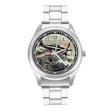 FodPand Analog Men Stainless Steel Band Watch Big Face Silver Wristwatch