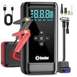 Jump Starter with Air Compressor Battery Jumper Starter Portable 6000A Car Battery Jump Starter with 160PSI Portable Tire Inflator, LED Light, Case (All Gas/14L Diesel)