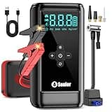 Jump Starter with Air Compressor Battery Jumper Starter Portable 6000A Car Battery Jump Starter with 160PSI Portable Tire Inflator, LED Light, Case (All Gas/14L Diesel)