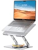 Lamicall Adjustable Laptop Stand for Desk - 360 Rotating Base Ergonomic Computer Stand, Aluminum Laptop Riser Foldable Protable for Office Home fits MacBook Neo Air Pro, Dell, HP (10-17.3'') -Sliver