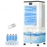 Windowless Portable Air Conditioner, 3-IN-1 Portable AC Fan w/ 2.64Gal Tank for 20H Cooling, 4 Modes & 3 Speeds, 12H Timer for Auto-off, Remote, Swamp Cooler for Room, Bedroom