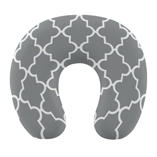 TESBNDDJ Quatrefoil Grey U-Shaped Neck Pillow,Portable Pillow Support with Zipper,Portable Pillow for Chin & Neck Support Memory Foam Neck Pillow,for Airplane,Car,Traveling,Office Or Home Use