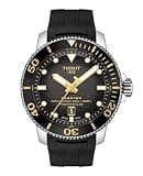 Tissot Mens Tissot Seastar 2000 Professional Powermatic 80 316L Stainless Steel case Automatic Watch, Black, Rubber, 22 (T1206071744101)
