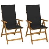 Gecheer Outdoor Reclining Chairs, Adjustable Reclining Positions with Cushions, Solid Acacia Wood, Foldable Design for Patio, Garden, Balcony