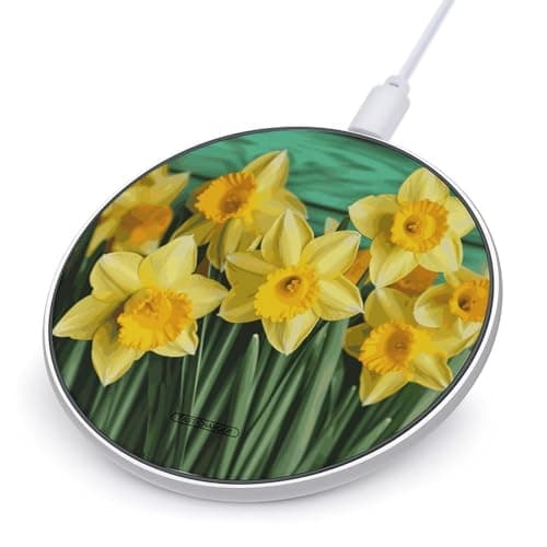 Yellow Daffodils Flowers Wireless Charger 10W Max Fast Wireless Charging Pad Lightweight Charging Station Portable Ultra Slim Charger Mat for Most Phone for Travel Home Office Desk