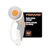 Fiskars 60mm Rotary Cutter for Fabric with Ergonomic Loop Grip And Comfort Handle, Titanium Rotary Fabric Cutter for Thick Materials, Easy and Safe Blade Change, Sewing Supplies and Quilting Tools