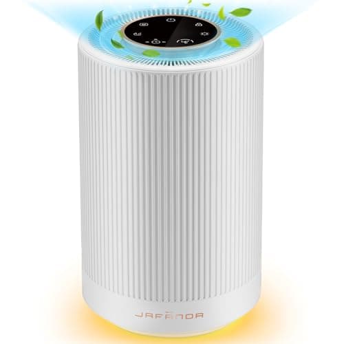 JF100 Air Purifiers for Home bedroom Coverage 450 sqft, 22 dB Air cleaner with Brushless Motor, Night Light, White