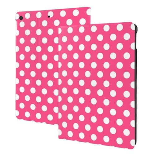 Bright Pink Polka Dot Print Compatible with ipad 9th/8th/7th Generation Case, Cute Tablet Cases Compatible with ipad 10.2 Case Cover, Auto Wake/Sleep, Folio Stand