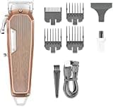 Mens Hair Clippers, Clipper Adjustable Cutting Machine Professional Trimmer Cordless Barber Electric Retro for Men(Red)