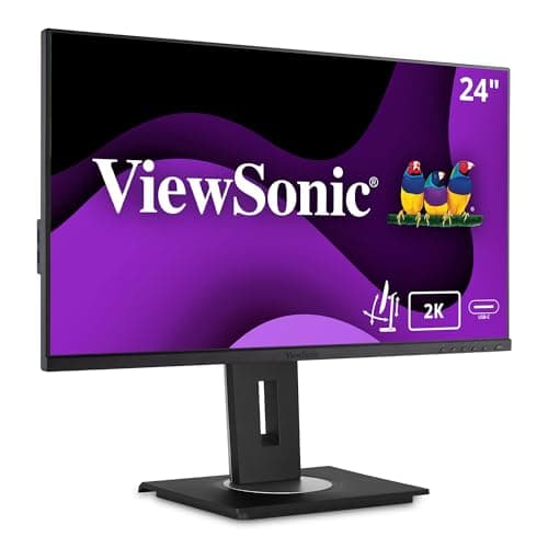 ViewSonic VG2455-2K 24 Inch 1440p Monitor, IPS Display with 60W USB-C for Smooth Home and Office Productivity, Full Ergonomic Adjustability, HDMI, and DisplayPort Inputs