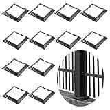 Thyle 12 Pcs 6 x 6 Inches Vinyl Post Sleeve Black Adjustable Post Skirt Base Eusable Column Wrap Trim for 3 to 6.5 Inch Porch Fence Deck Stairs Rails