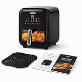 CARORI Air Fryer 7.5 Qt, 12-in-1,Digital Preset & DIY Function Airfryer with Visible Window, Chicken, Fries, Pizza, Tart,Seafood, Cake,Defrost, DIY, Party,Nonstick and Dishwasher-Safe Basket, Black